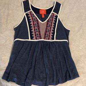 Navy patterned blouse